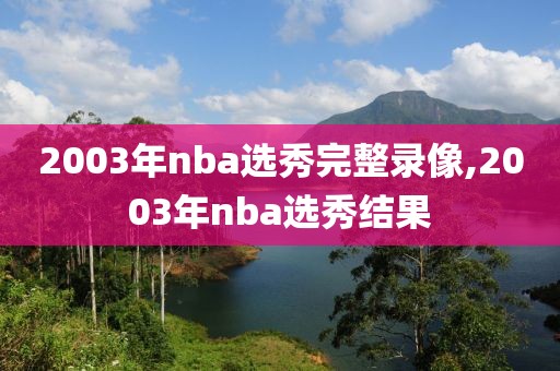 2003年nba选秀完整录像,2003年nba选秀结果